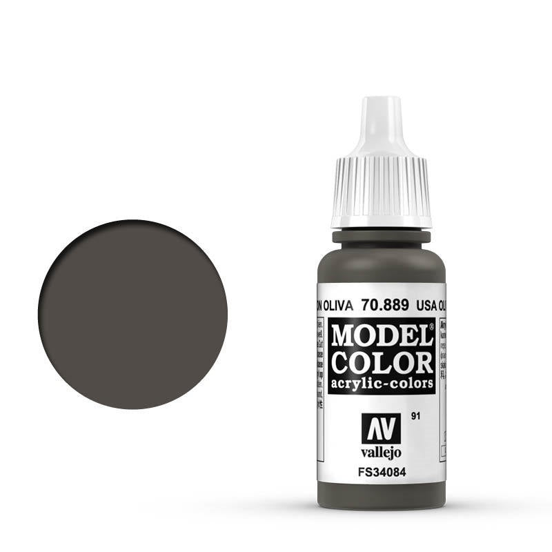 AV70889 Vallejo Model Colour #091 Olive Brown 17 ml Acrylic Paint [70889] Vallejo