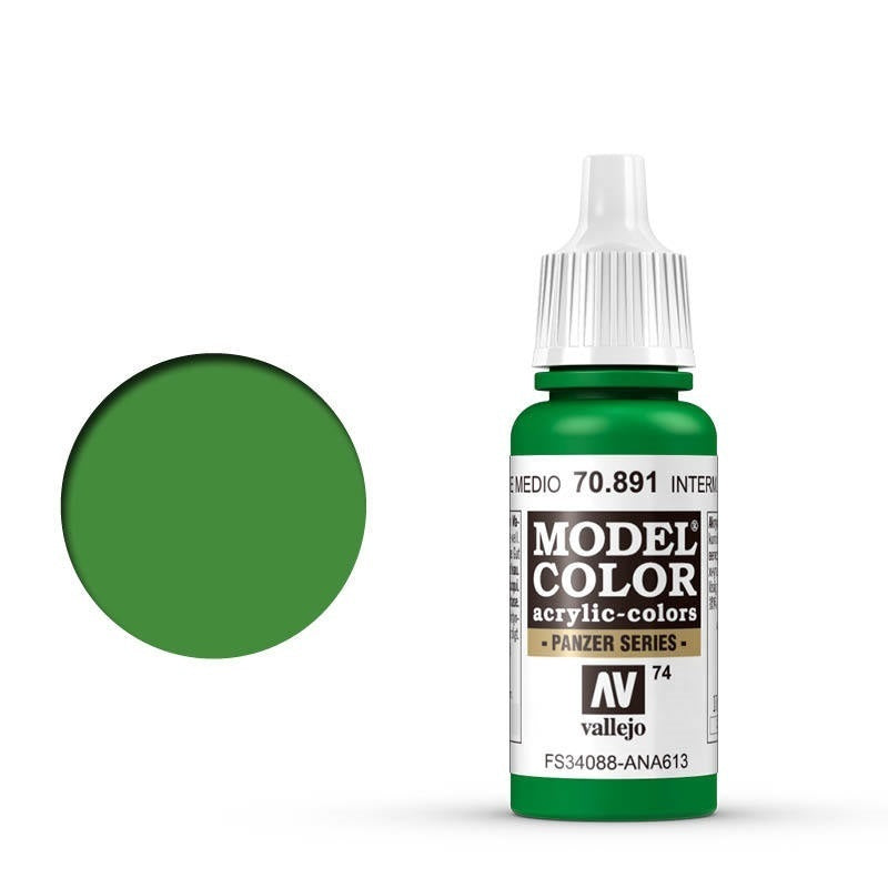 AV70891 Vallejo Model Colour #074 Intermediate Green 17 ml Acrylic Paint [70891] Vallejo