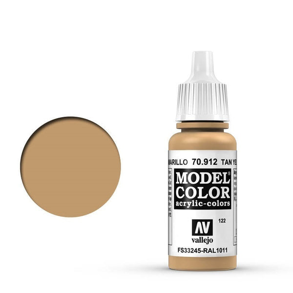 AV70912 Vallejo Model Colour #122 Tan Yellow 17 ml Acrylic Paint [70912]