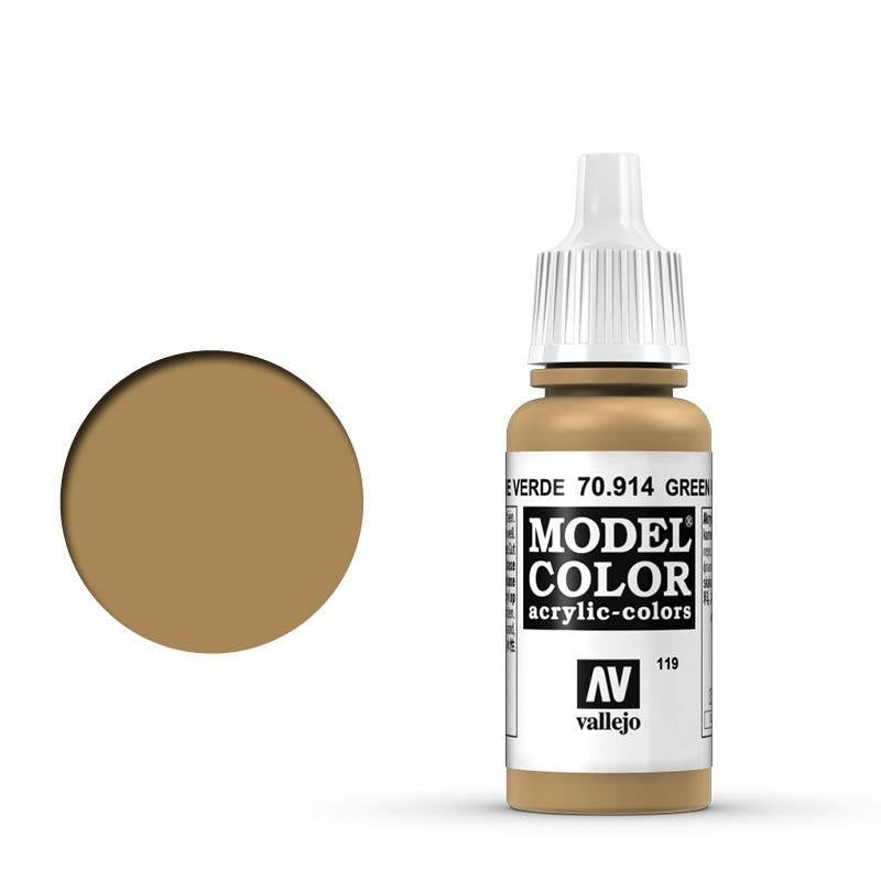 AV70914 Vallejo Model Colour #119 Green Ochre 17 ml Acrylic Paint [70914] Vallejo