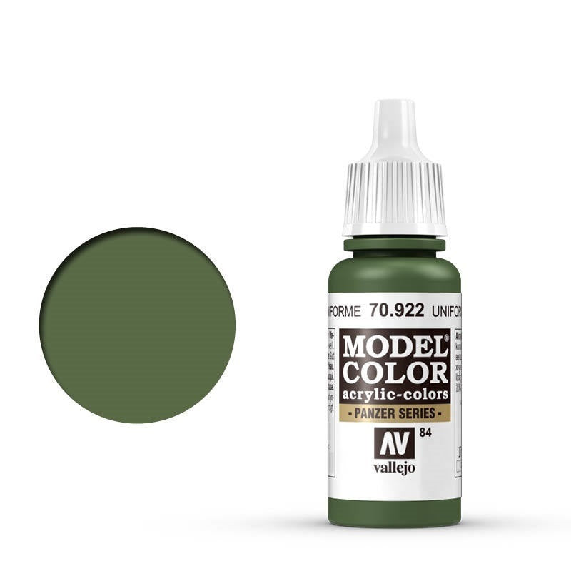 AV70922 Vallejo Model Colour #084 Uniform Green 17 ml Acrylic Paint [70922] Vallejo