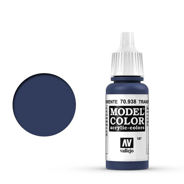 AV70938 Vallejo Model Colour #187 Transparent Blue 17 ml Acrylic Paint [70938]