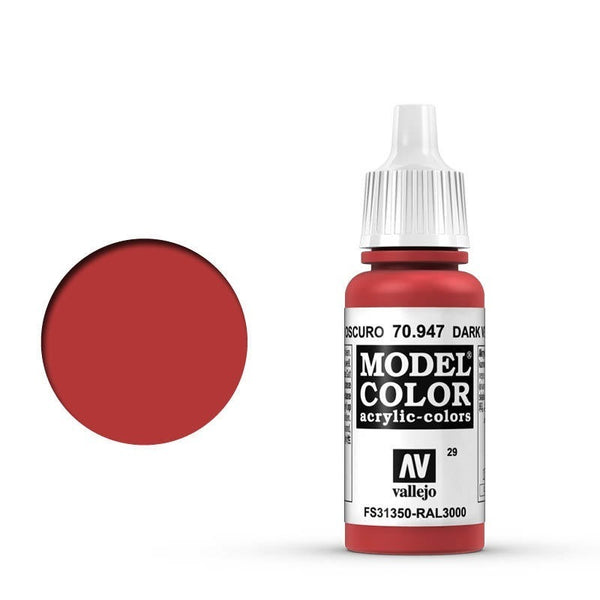 AV70947 Vallejo Model Colour #029 Dark Vermillion 17 ml Acrylic Paint [70947]