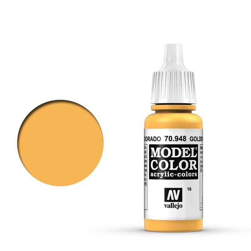 AV70948 Vallejo Model Colour #016 Golden Yellow 17 ml Acrylic Paint [70948] Vallejo