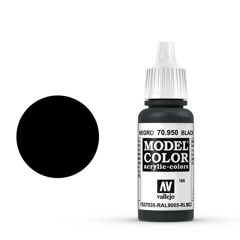 AV70950 Vallejo Model Colour #169 Black 17 ml Acrylic Paint [70950] Vallejo