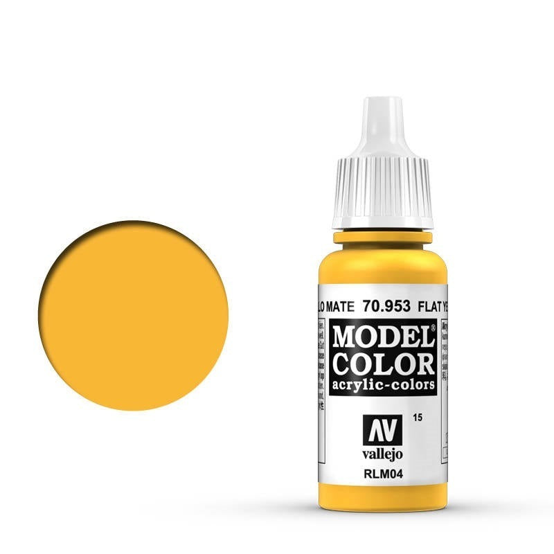 AV70953 Vallejo Model Colour #015 Flat Yellow 17 ml Acrylic Paint [70953] Vallejo