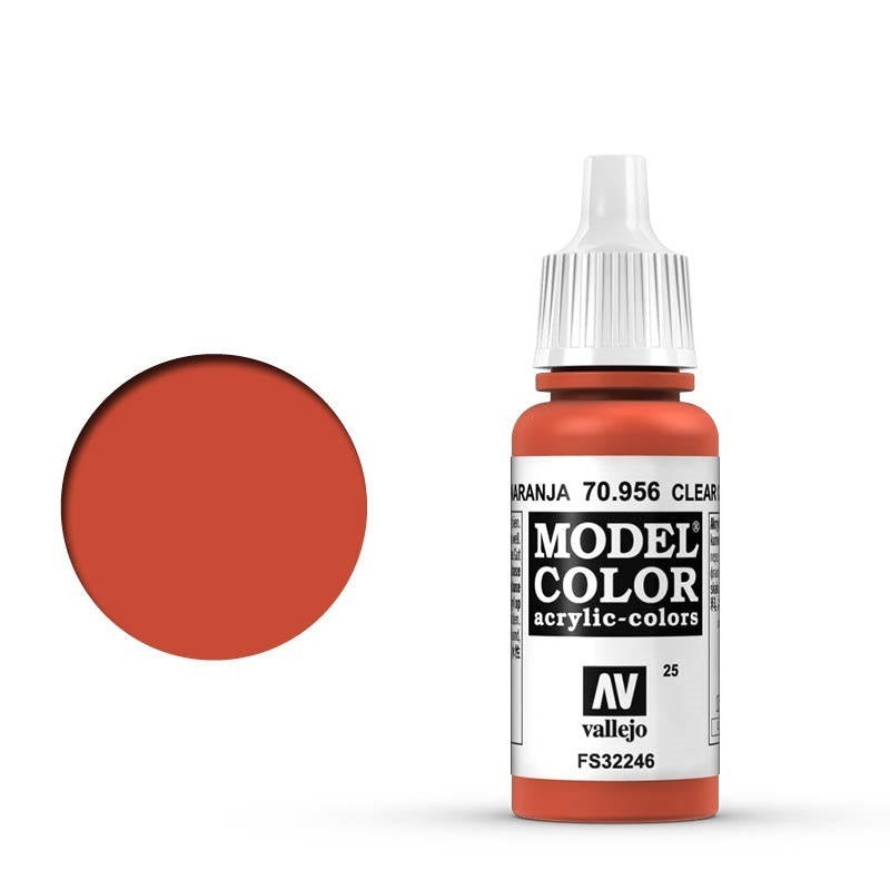 AV70956 Vallejo Model Colour #025 Clear Orange 17 ml Acrylic Paint [70956] Vallejo
