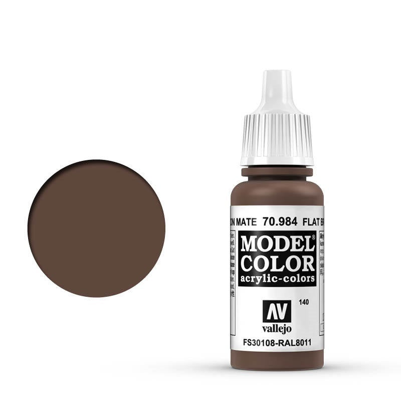 AV70984 Vallejo Model Colour #140 Flat Brown 17 ml Acrylic Paint [70984] Vallejo