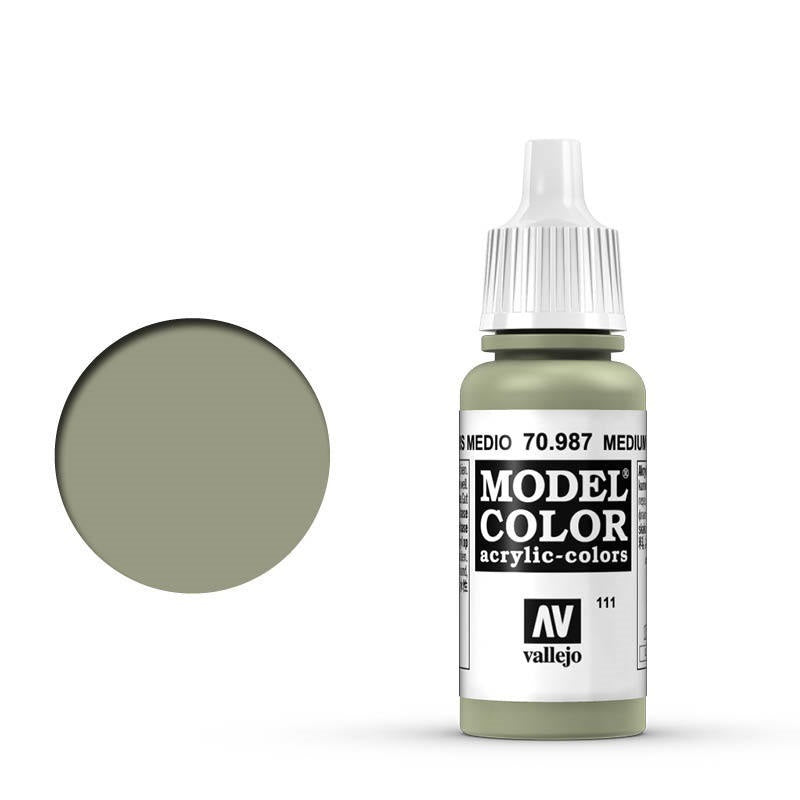 AV70987 Vallejo Model Colour #111 Medium Grey 17 ml Acrylic Paint [70987] Vallejo