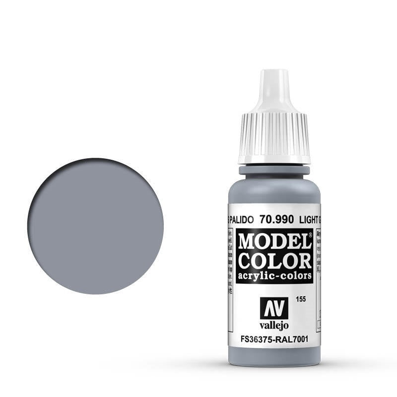 AV70990 Vallejo Model Colour #155 Light Grey 17 ml Acrylic Paint [70990] Vallejo