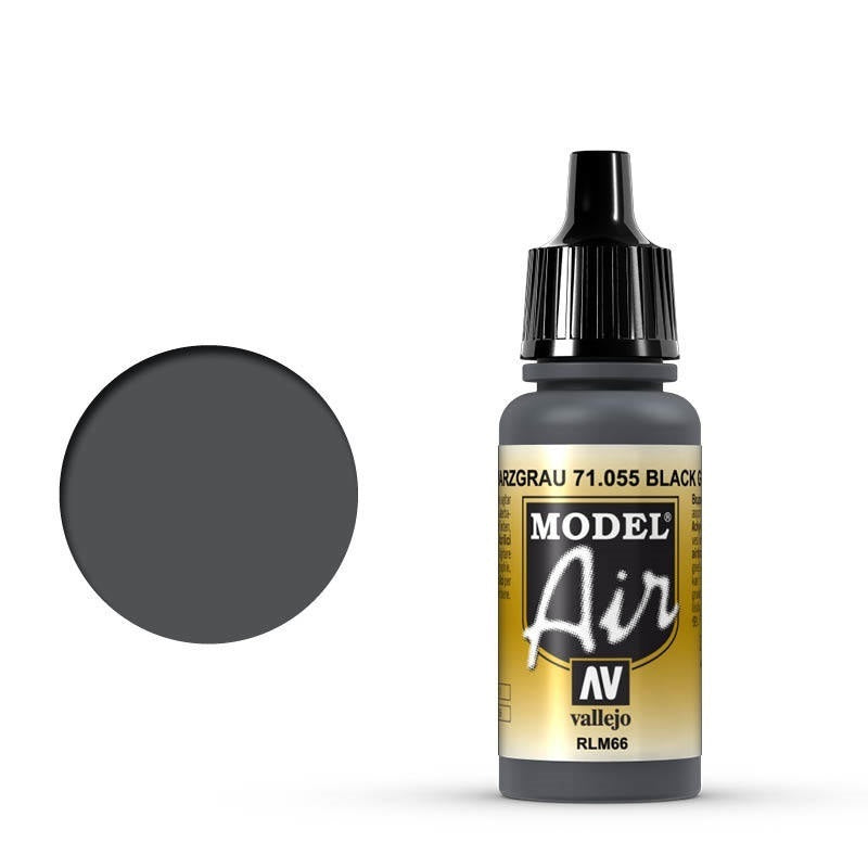 AV71055 Vallejo Model Air Black Gray RLM66 17 ml Acrylic Airbrush Paint [71055]