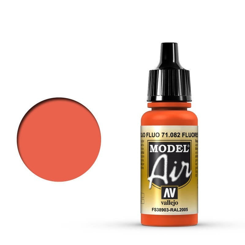 AV71082 Vallejo Model Air Fluorescent Red 17 ml Acrylic Airbrush Paint [71082]