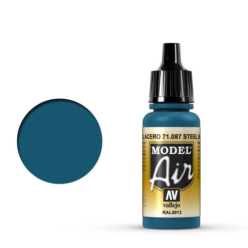 AV71087 Vallejo Model Air Steel Blue 17 ml Acrylic Airbrush Paint [71087]