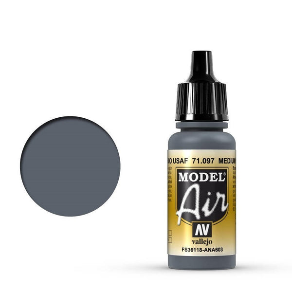 AV71097 Vallejo Model Air Medium Gunship Gray 17 ml Acrylic Airbrush Paint [71097]