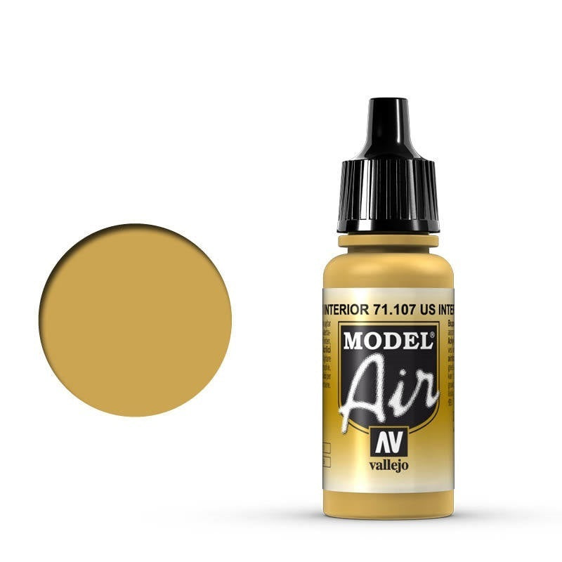 AV71107 Vallejo Model Air US Interior Yellow 17 ml Acrylic Airbrush Paint [71107] Vallejo