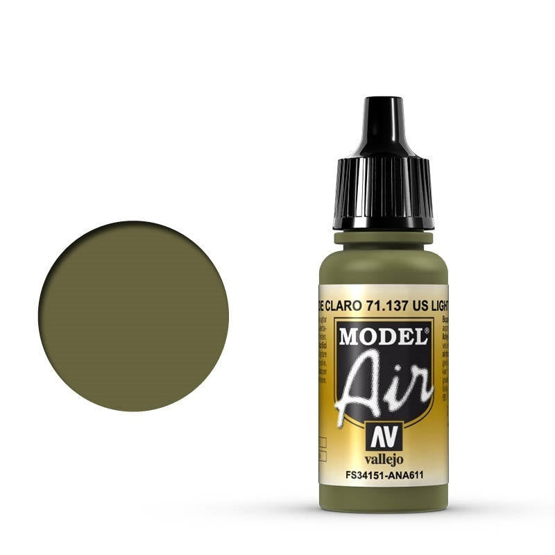 AV71137 Vallejo Model Air US Light Green 17 ml Acrylic Airbrush Paint [71137] Vallejo