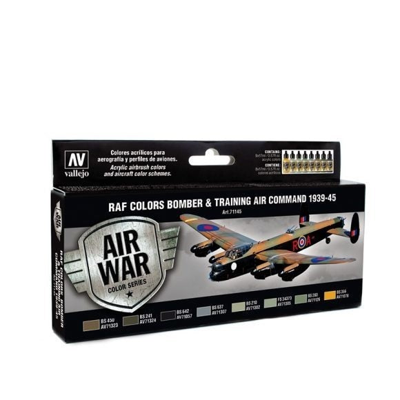 AV71145 Vallejo Model Air RAF & FAA Bomber Air Command & Training Air 1939-45 8 Acrylic Paint Set [71145]