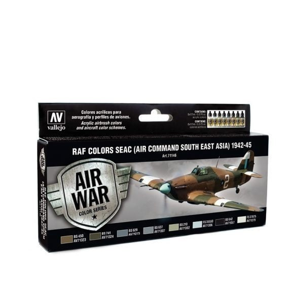 AV71146 Vallejo Model Air RAF & FAA SEAC (Air Command South East Asia) 1942-45 8 Acrylic Paint Set [71146] Vallejo
