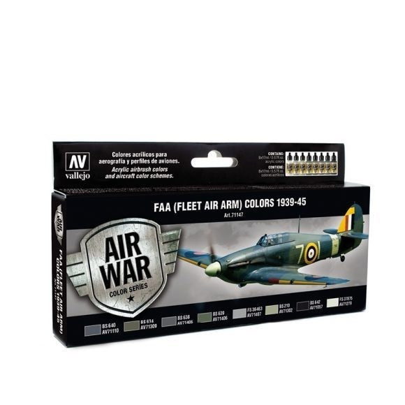 AV71147 Vallejo Model Air RAF & FAA Fleet Air Arm 1939-45 8 Colour Acrylic Airbrush Paint Set [71147] Vallejo