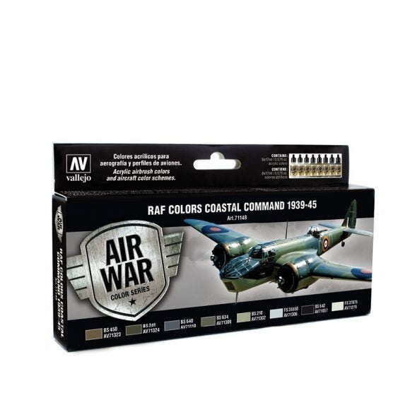 AV71148 Vallejo Model Air RAF & FAA Coastal Command 1939-45 8 Colour Acrylic Airbrush Paint Set [71148]