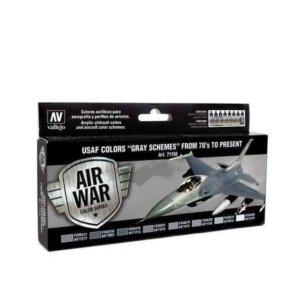 AV71156 Vallejo Model Air USAF Colors "Gray Schemes" from 70's to present Colour Acrylic Paint Set [71156] Vallejo