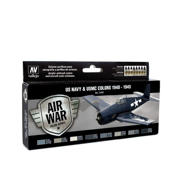 AV71157 Vallejo Model Air US Navy & UMSC colors 1940-1945 Colour Acrylic Airbrush Paint Set [71157] Vallejo