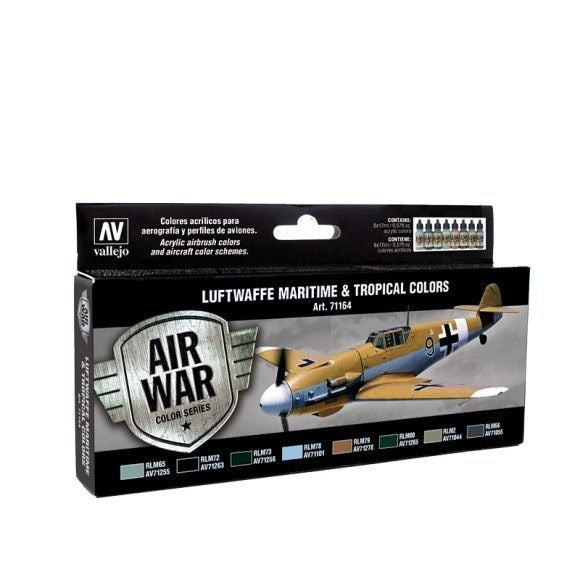 AV71164 Vallejo Model Air Luftwaffe Maritime and Tropical Colors Colour Acrylic Airbrush Paint Set [71164]