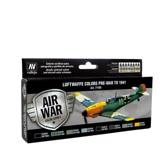 AV71165 Vallejo Model Air Luftwaffe Pre-War to 1941 Colour Acrylic Airbrush Paint Set [71165] Vallejo