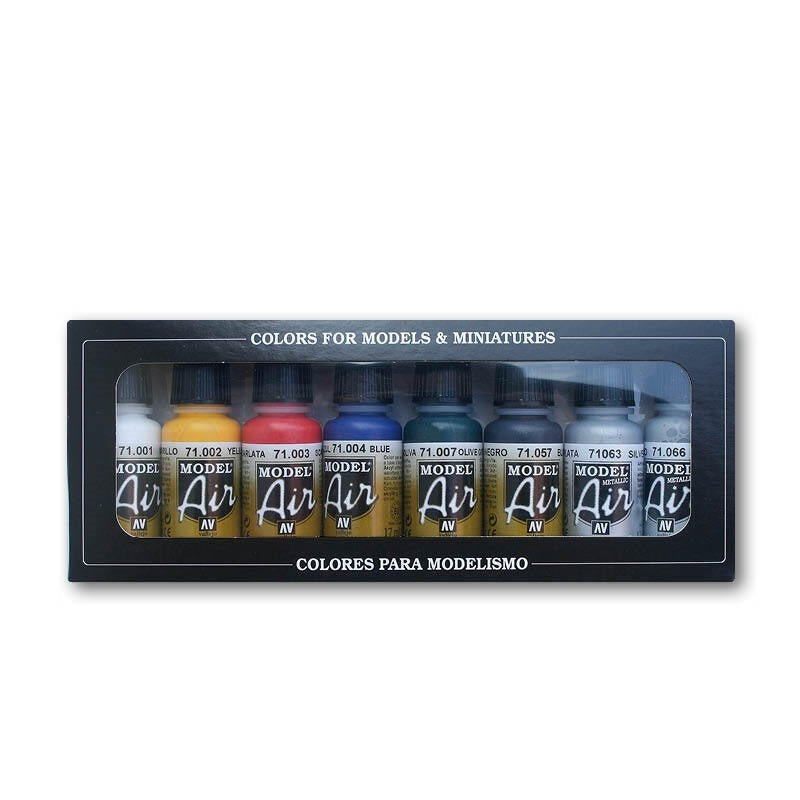 AV71174 Vallejo Model Air Basics Colors 8 Colour Acrylic Airbrush Paint Set [71174] Vallejo