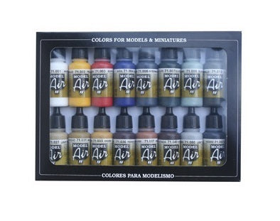 AV71178 Vallejo Model Air Basic Colors 16 Colour Acrylic Airbrush Paint Set [71178] Vallejo
