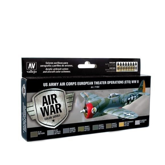 AV71182 Vallejo Model Air US Army Air Corps European Theater Op (ETO) WWII Colour Acrylic Paint Set [71182] Vallejo