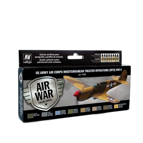 AV71183 Vallejo Model Air US Army Air Corps Mediterranean Theater Op (MTO) WWII Acrylic Paint Set [71183]