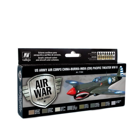 AV71184 Vallejo Model Air US Army Air Corps China-Burma-India Pacific Theater WWII Acrylic Paint Set [71184]