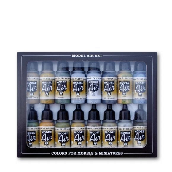 AV71185 Vallejo Model Air USAAF Aircraft 16 Colour Acrylic Airbrush Paint Set [71185] Vallejo