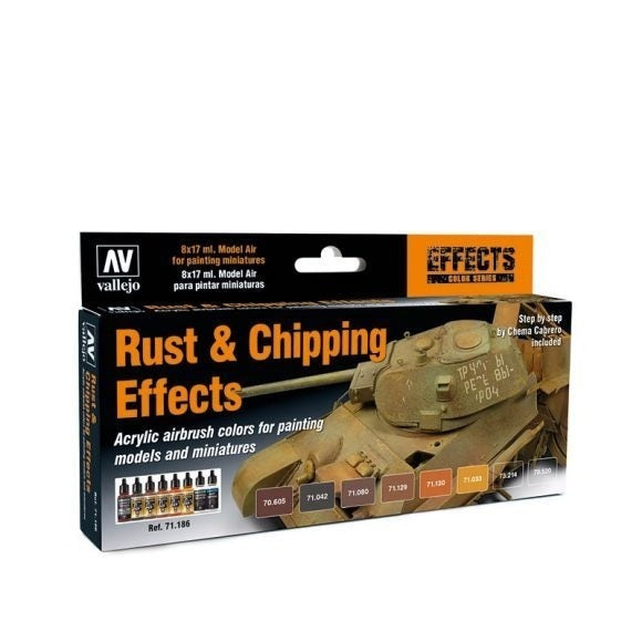 AV71186 Vallejo Model Air Rust & Chipping Effects Colour Acrylic Airbrush Paint Set [71186]