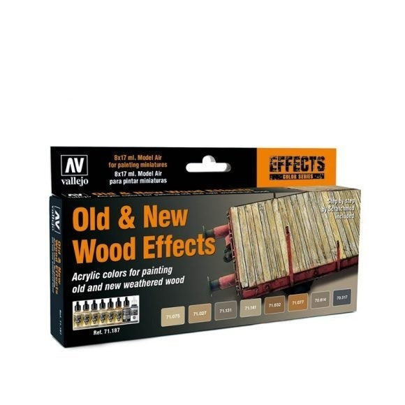 AV71187 Vallejo Model Air Old & New Wood Effects Colour Acrylic Airbrush Paint Set [71187] Vallejo