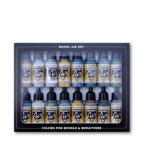 AV71189 Vallejo Model Air WWII British Aircraft RAF & FAA 16 Colour Acrylic Airbrush Paint Set [71189] Vallejo