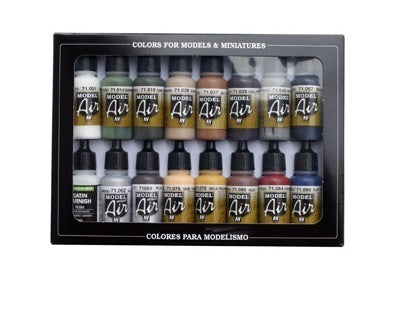 AV71191 Vallejo Model Air Railway Colors 16 Colour Acrylic Airbrush Paint Set [71191]