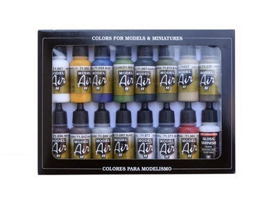AV71192 Vallejo Model Air Bulding Set 16 Colour Acrylic Airbrush Paint Set [71192] Vallejo