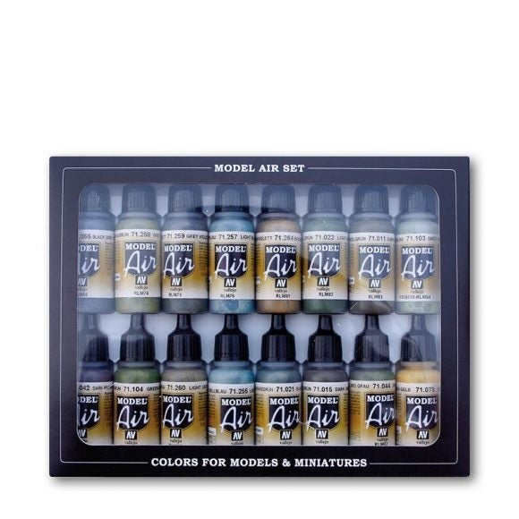 AV71193 Vallejo Model Air RLM Colors 16 Colour Acrylic Airbrush Paint Set [71193] Vallejo