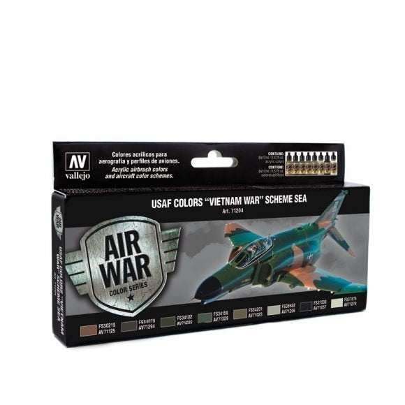 AV71204 Vallejo Model Air USAF Colours "Vietnam War" Scheme SEA 8 Colour Acrylic Airbrush Paint Set [71204] Vallejo