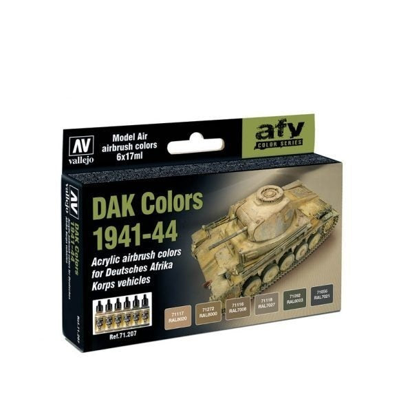 AV71207 Vallejo Model Air DAK Colors 1941-1944 6 Colour Acrylic Paint Set [71207] Vallejo