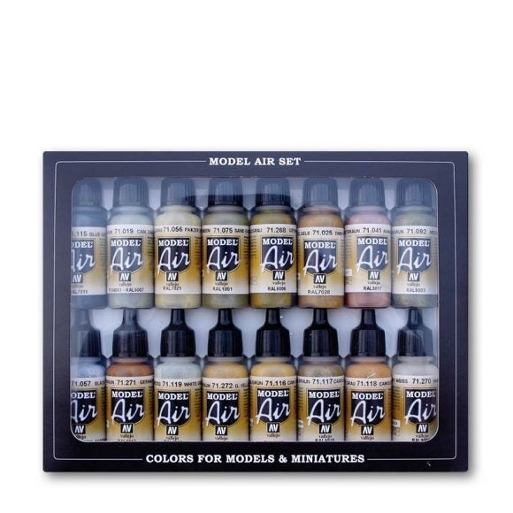 AV71208 Vallejo Model Air German WWII Europe & Africa 16 Colour Acrylic Airbrush Paint Set [71208] Vallejo