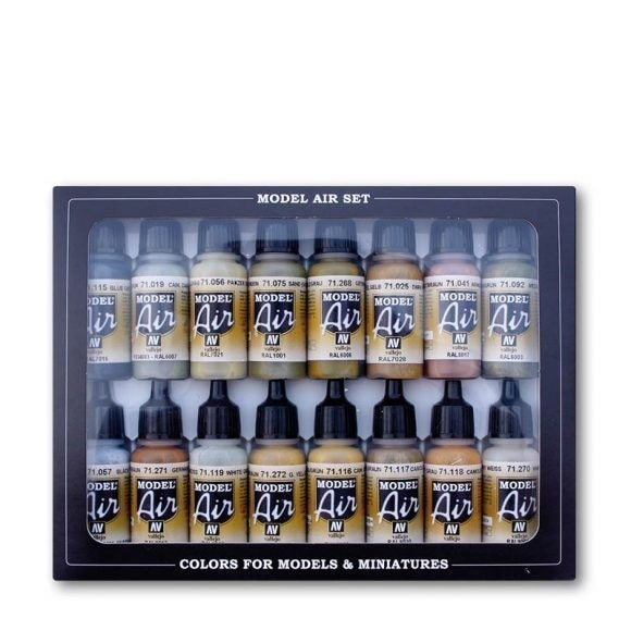 AV71208 Vallejo Model Air German WWII Europe & Africa 16 Colour Acrylic Airbrush Paint Set [71208]