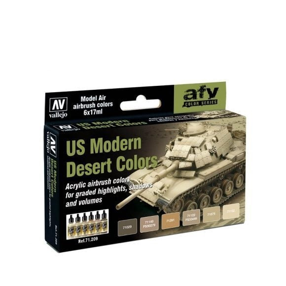 AV71209 Vallejo Model Air US Modern Desert 6 Colour Acrylic Paint Set [71209] Vallejo