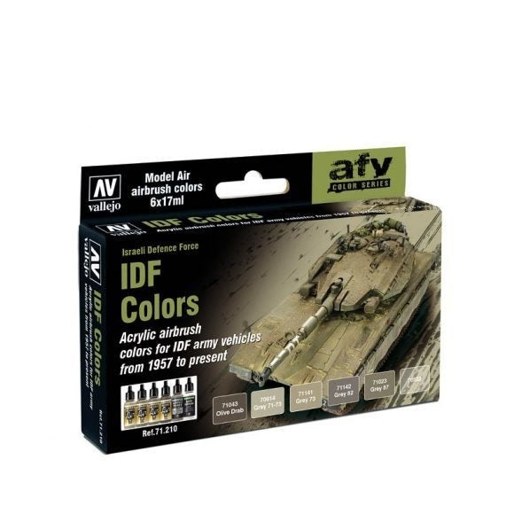 AV71210 Vallejo Model Air IDF Colours, Israeli Defence Force 6 Colour Acrylic Paint Set [71210] Vallejo