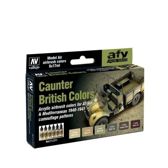 AV71211 Vallejo Model Air British Caunter 6 Colour Acrylic Paint Set [71211] Vallejo