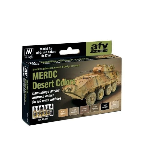 AV71212 Vallejo Model Air MERDC Desert 6 Colour Acrylic Paint Set [71212] Vallejo
