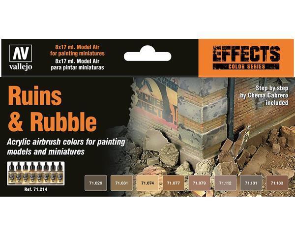 AV71214 Vallejo Model Air Ruins & Rubble 8 Colour Acrylic Paint Set [71214] Vallejo