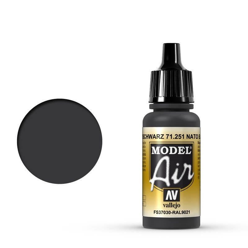 AV71251 Vallejo Model Air NATO Black 17 ml Acrylic Airbrush Paint [71251] Vallejo